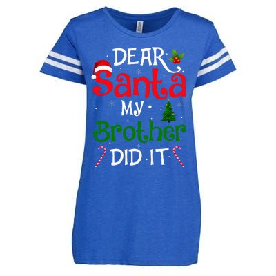 Dear Santa My Brother Did It Funny Christmas Enza Ladies Jersey Football T-Shirt