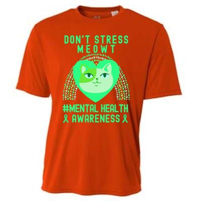 Don't Stress Meowt Tal Health Awareness Rainbow Heart Cat Gift Cooling Performance Crew T-Shirt