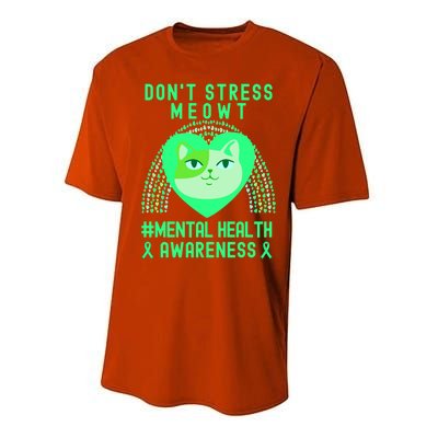 Don't Stress Meowt Tal Health Awareness Rainbow Heart Cat Gift Performance Sprint T-Shirt