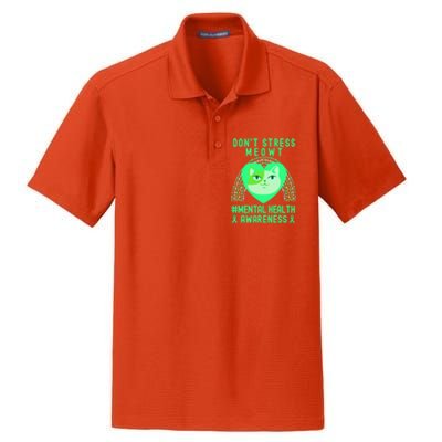 Don't Stress Meowt Tal Health Awareness Rainbow Heart Cat Gift Dry Zone Grid Polo