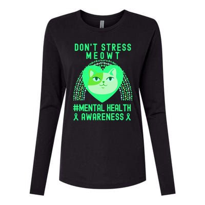 Don't Stress Meowt Tal Health Awareness Rainbow Heart Cat Gift Womens Cotton Relaxed Long Sleeve T-Shirt