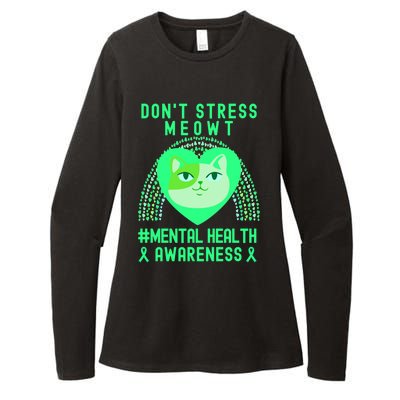 Don't Stress Meowt Tal Health Awareness Rainbow Heart Cat Gift Womens CVC Long Sleeve Shirt