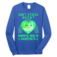 Don't Stress Meowt Tal Health Awareness Rainbow Heart Cat Gift Long Sleeve Shirt