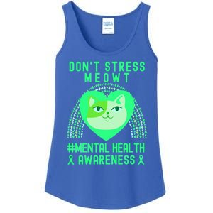 Don't Stress Meowt Tal Health Awareness Rainbow Heart Cat Gift Ladies Essential Tank