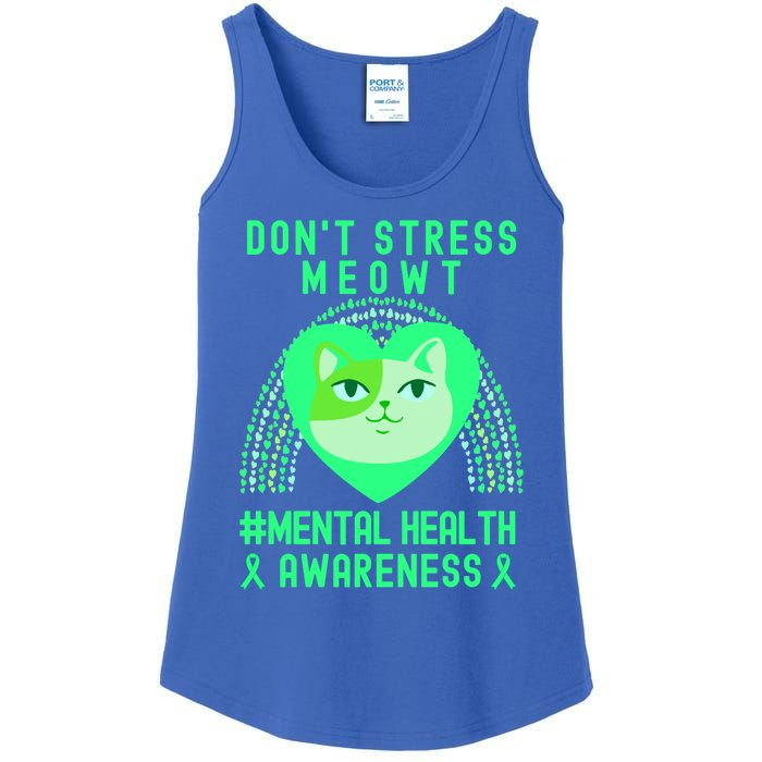 Don't Stress Meowt Tal Health Awareness Rainbow Heart Cat Gift Ladies Essential Tank