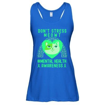 Don't Stress Meowt Tal Health Awareness Rainbow Heart Cat Gift Ladies Essential Flowy Tank