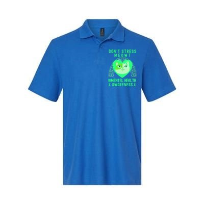 Don't Stress Meowt Tal Health Awareness Rainbow Heart Cat Gift Softstyle Adult Sport Polo