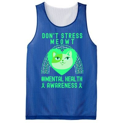 Don't Stress Meowt Tal Health Awareness Rainbow Heart Cat Gift Mesh Reversible Basketball Jersey Tank