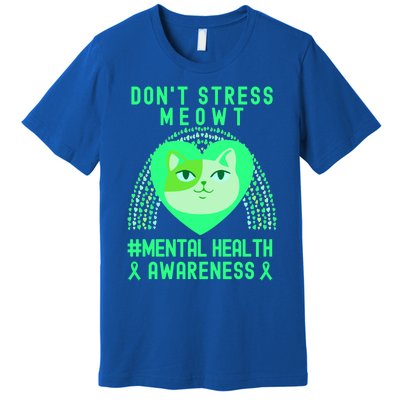 Don't Stress Meowt Tal Health Awareness Rainbow Heart Cat Gift Premium T-Shirt