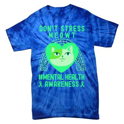 Don't Stress Meowt Tal Health Awareness Rainbow Heart Cat Gift Tie-Dye T-Shirt