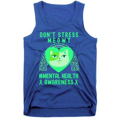 Don't Stress Meowt Tal Health Awareness Rainbow Heart Cat Gift Tank Top