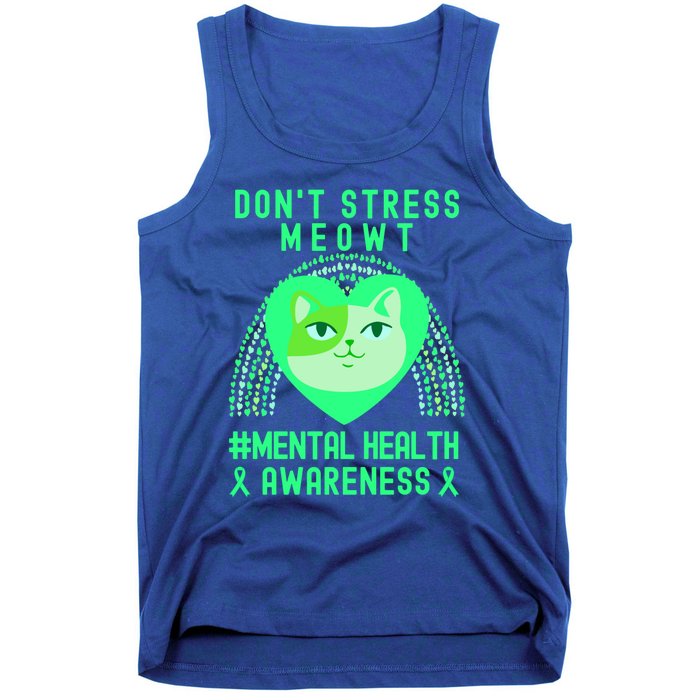 Don't Stress Meowt Tal Health Awareness Rainbow Heart Cat Gift Tank Top