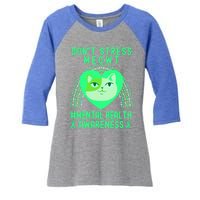 Don't Stress Meowt Tal Health Awareness Rainbow Heart Cat Gift Women's Tri-Blend 3/4-Sleeve Raglan Shirt