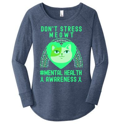 Don't Stress Meowt Tal Health Awareness Rainbow Heart Cat Gift Women's Perfect Tri Tunic Long Sleeve Shirt