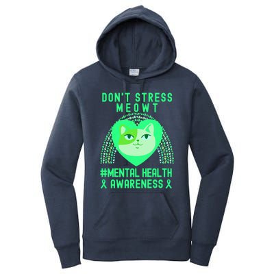 Don't Stress Meowt Tal Health Awareness Rainbow Heart Cat Gift Women's Pullover Hoodie