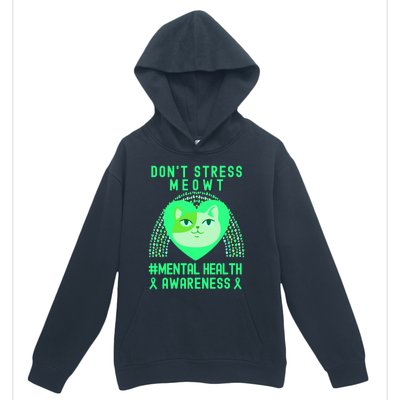 Don't Stress Meowt Tal Health Awareness Rainbow Heart Cat Gift Urban Pullover Hoodie