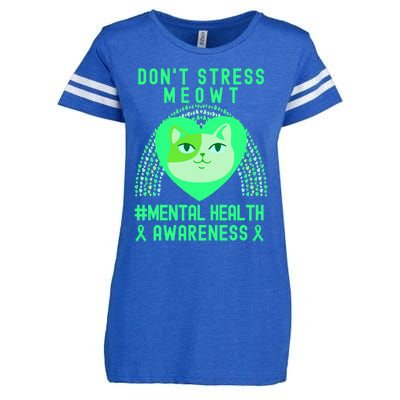 Don't Stress Meowt Tal Health Awareness Rainbow Heart Cat Gift Enza Ladies Jersey Football T-Shirt