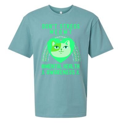 Don't Stress Meowt Tal Health Awareness Rainbow Heart Cat Gift Sueded Cloud Jersey T-Shirt