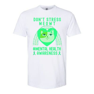 Don't Stress Meowt Tal Health Awareness Rainbow Heart Cat Gift Softstyle CVC T-Shirt