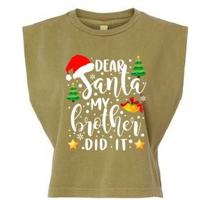 Dear Santa My Brother Did It Funny Christmas Pajama Garment-Dyed Women's Muscle Tee