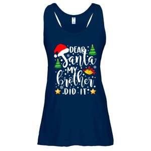 Dear Santa My Brother Did It Funny Christmas Pajama Ladies Essential Flowy Tank