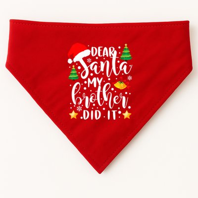 Dear Santa My Brother Did It Funny Christmas Pajama USA-Made Doggie Bandana