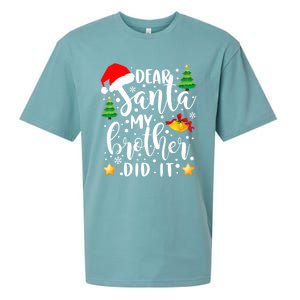 Dear Santa My Brother Did It Funny Christmas Pajama Sueded Cloud Jersey T-Shirt