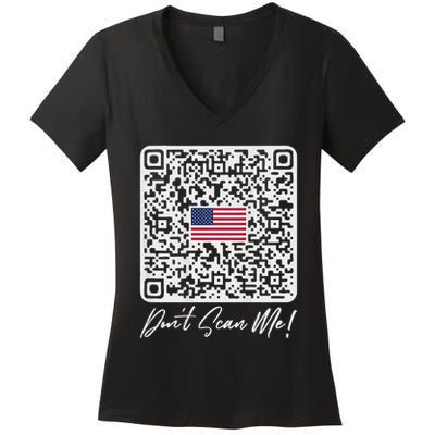 DonT Scan Me Funny Qr President Trump Dance Code Back Women's V-Neck T-Shirt