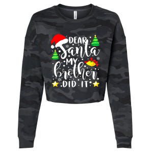 Dear Santa My Brother Did It Funny Christmas Pajama Cropped Pullover Crew