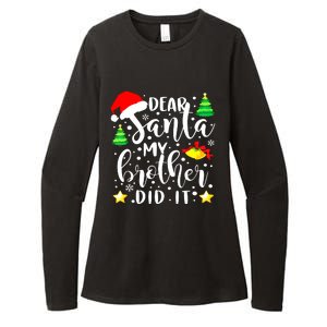 Dear Santa My Brother Did It Funny Christmas Pajama Womens CVC Long Sleeve Shirt