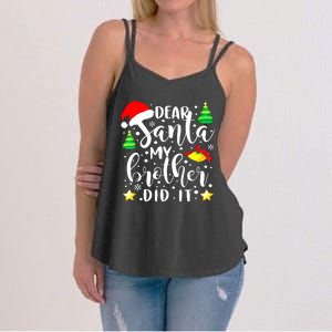 Dear Santa My Brother Did It Funny Christmas Pajama Women's Strappy Tank