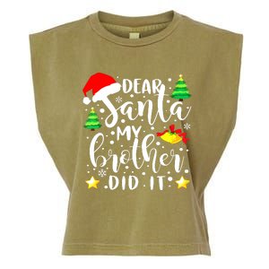 Dear Santa My Brother Did It Funny Christmas Pajama Garment-Dyed Women's Muscle Tee