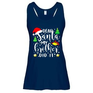 Dear Santa My Brother Did It Funny Christmas Pajama Ladies Essential Flowy Tank