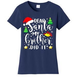 Dear Santa My Brother Did It Funny Christmas Pajama Women's T-Shirt