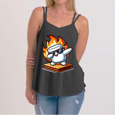 Dabbing Smore Marshmallow Cute Dab Dance Camping Women's Strappy Tank