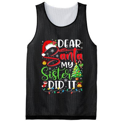 Dear Santa My Sister Did It Funny Xmas Christmas Pajamas Mesh Reversible Basketball Jersey Tank