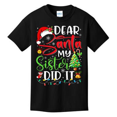 Dear Santa My Sister Did It Funny Xmas Christmas Pajamas Kids T-Shirt