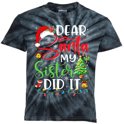 Dear Santa My Sister Did It Funny Xmas Christmas Pajamas Kids Tie-Dye T-Shirt