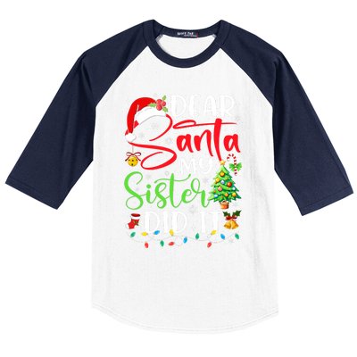 Dear Santa My Sister Did It Funny Xmas Christmas Pajamas Baseball Sleeve Shirt