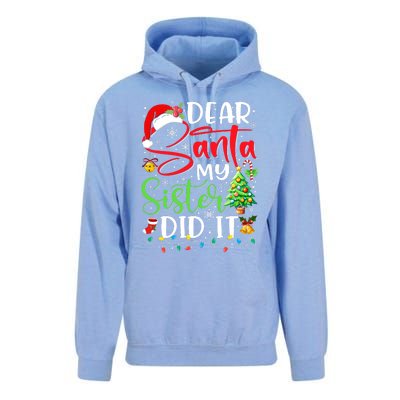 Dear Santa My Sister Did It Funny Xmas Christmas Pajamas Unisex Surf Hoodie