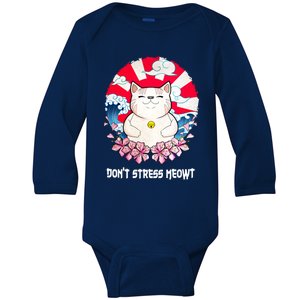 Dont Stress Meowt Cat Lover Positive Quotes Kitten Gift Baby Long Sleeve Bodysuit