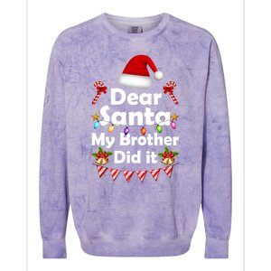 Dear Santa My Brother Did It Christmas Matching Boy And Girl Gift Colorblast Crewneck Sweatshirt