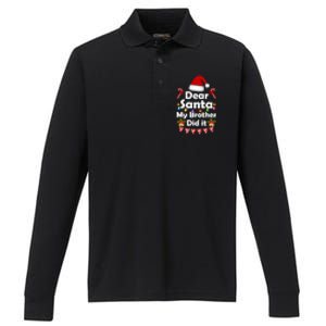 Dear Santa My Brother Did It Christmas Matching Boy And Girl Gift Performance Long Sleeve Polo