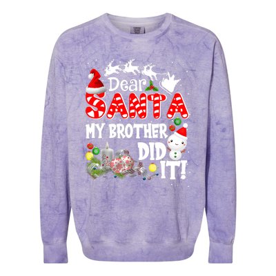 Dear Santa My Brother Did It Funny Christmas Pajama Gifts Colorblast Crewneck Sweatshirt