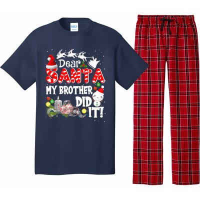 Dear Santa My Brother Did It Funny Christmas Pajama Gifts Pajama Set