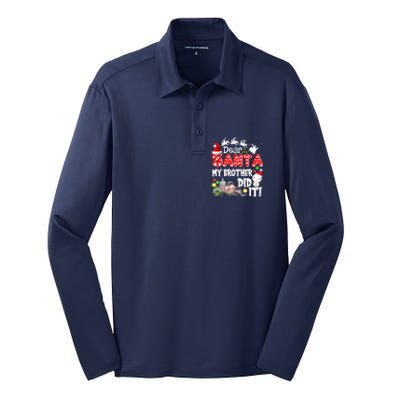 Dear Santa My Brother Did It Funny Christmas Pajama Gifts Silk Touch Performance Long Sleeve Polo