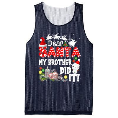 Dear Santa My Brother Did It Funny Christmas Pajama Gifts Mesh Reversible Basketball Jersey Tank