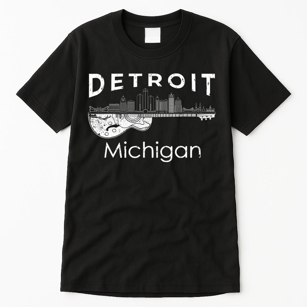 Detroit Souvenir Men Michigan Music Electric Guitar Tall T-Shirt