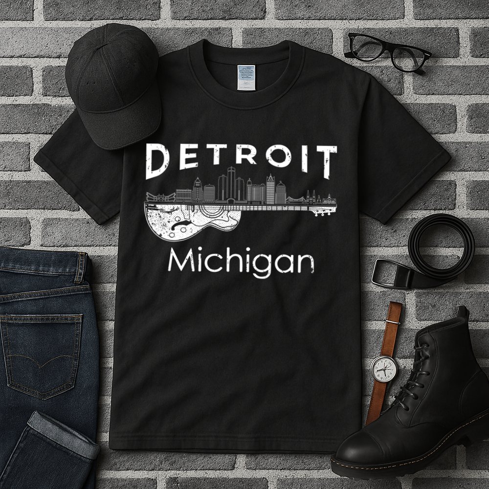 Detroit Souvenir Men Michigan Music Electric Guitar Tall T-Shirt