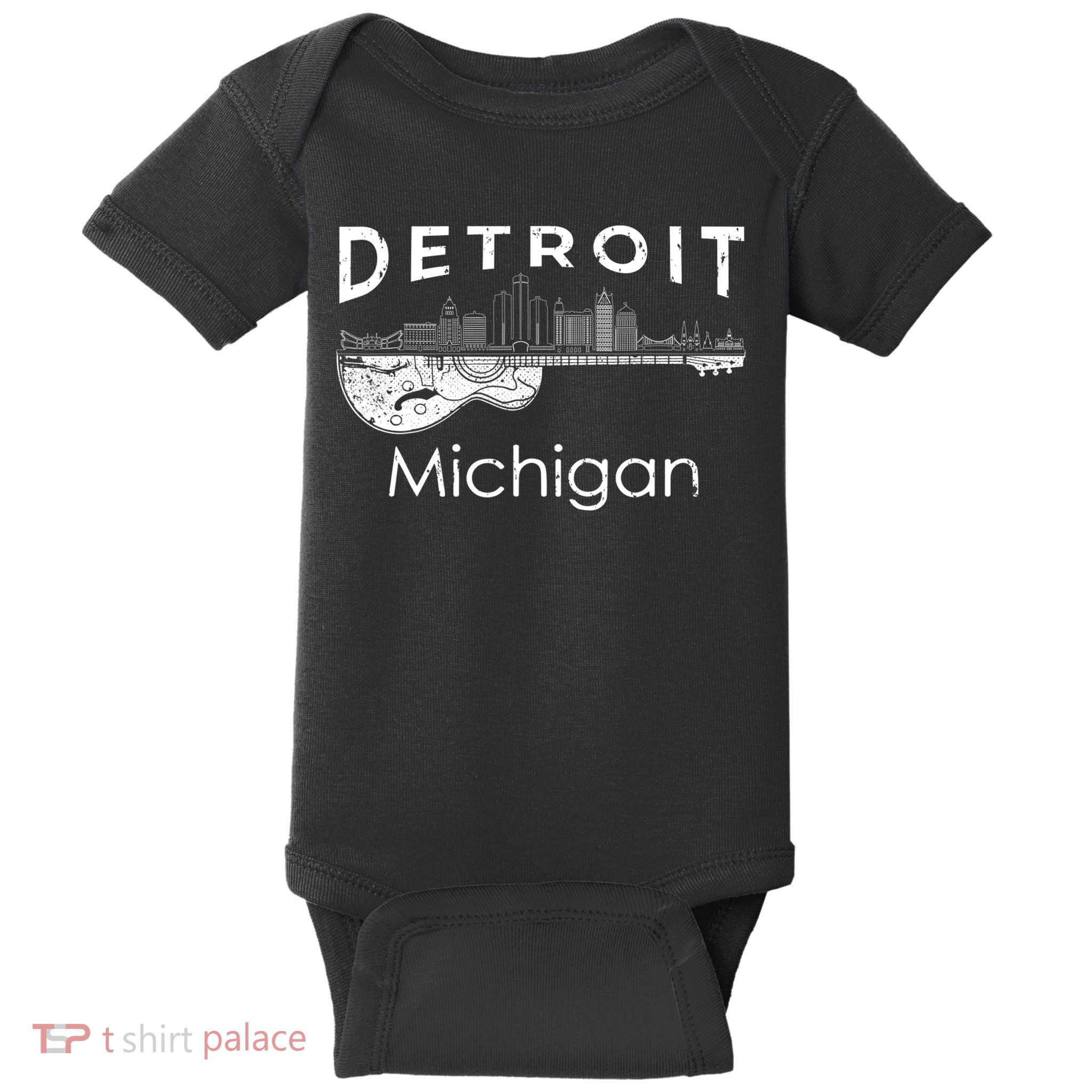 Detroit Souvenir Men Michigan Music Electric Guitar Baby Bodysuit